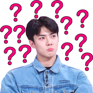 ❓ Sehun personne, points d'interrogation, confus, penser, célébrité, kpop telegram sticker