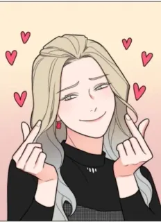 🌟 coreano, amor, coração, pessoa, desenho animado, mulher whatsapp sticker