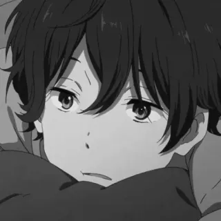 🕸 Anime, Menino, Triste, Monocromático, Adolescente telegram sticker