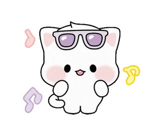 ❤️ mèo, kính, nhạc, hoạt hình, kawaii, dễ thương, sticker whatsapp sticker