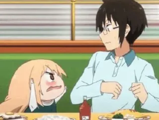 😑 Animé, En colère, Personnage, Table, Nourriture, Dessin animé, Omurice whatsapp sticker