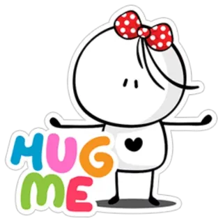 ❤ HUG ME knuffel, schattig, cartoon, liefde, groet, hart telegram sticker