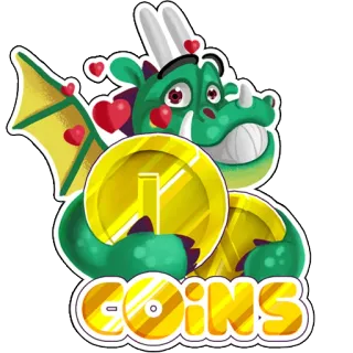 💰 COINS dragão, moedas, dinheiro, ouro, desenho animado, fofo, adesivo telegram sticker
