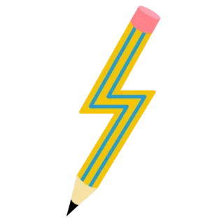 ⚡ pensil, petir, sekolah, kuning, biru, penghapus telegram sticker