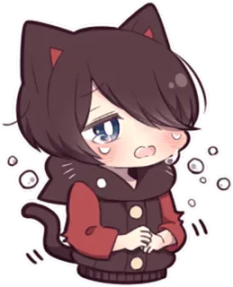 😭 Katze, niedlich, Anime, kawaii, Chibi, traurig, weinend whatsapp sticker