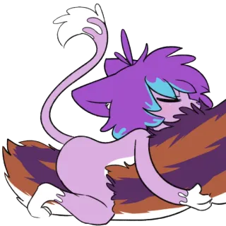 🐅 แมว, สีม่วง, การ์ตูน, สัตว์, น่ารัก, สัตว์เลี้ยง telegram sticker