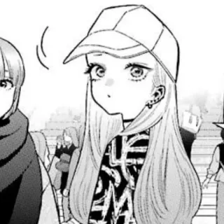 ❓ fille anime, manga, personnage, femme, casquette, blonde, boucles d'oreilles telegram sticker