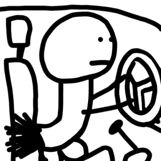 🚶‍♂ monigote, conducción, coche, ilustración, simple, dibujos animados telegram sticker