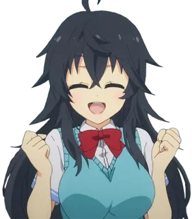 😄 Anime, Garota, Feliz, Uniforme escolar, Sorriso, Bonitinha telegram sticker