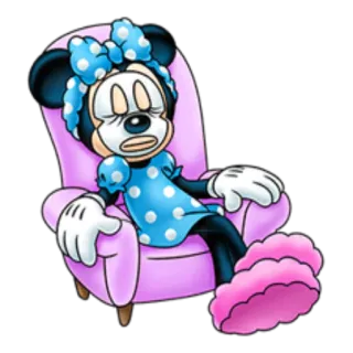 💅 Minnie Mouse Minnie Mouse, cartoon, disney, sleeping, chair whatsapp sticker