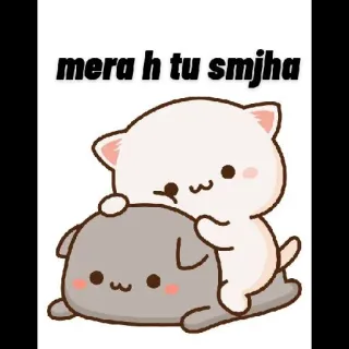 🥰 mera h tu smjha gatos, perro, lindo, dibujos animados whatsapp sticker