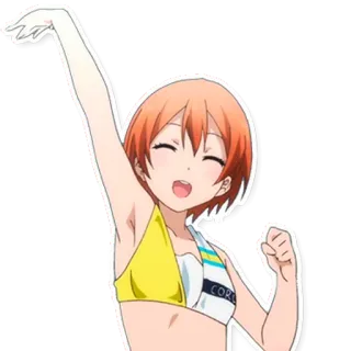✋ Anime, Garota, Roupa de banho, Feliz, Bonito telegram sticker