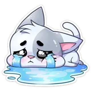😭 weinen, katze, kawaii, traurig, tränen, anime, sticker whatsapp sticker