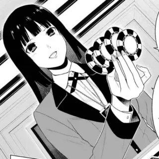 🃏 Yumeko Jabami Kakegurui anime, manga, gambling, casino, chips, black and white, character, kakegurui telegram sticker