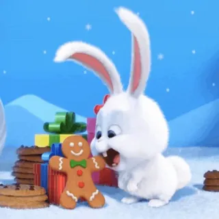 🐰 Snowball The Secret Life of Pets hase, weihnachten, lebkuchenmann, plätzchen, feiertag, pets, snowball telegram sticker