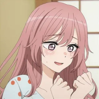 😅 Anime, Mulher, Menina, Cabelo rosa, Desenho animado, Feliz, Fofo telegram sticker