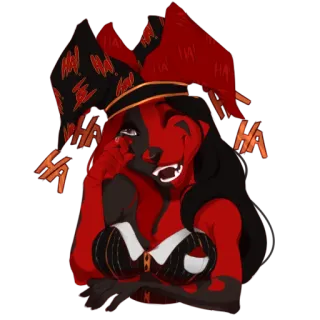 😆 HA cachorro, vermelho, desenho animado, personagem, animal whatsapp sticker