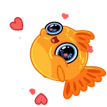 😍 cá vàng, trái tim, dễ thương, hoạt hình, động vật, cá telegram sticker