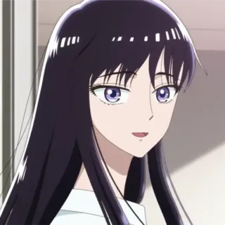 😄 anime, mujer, pelo largo, ojos morados, dibujos animados telegram sticker