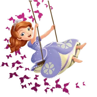 😃 Sofia Dessin animé, Princesse, Balançoire, Sofia la Première, Robe violette, Couronne telegram sticker