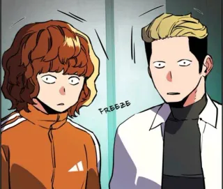 ✨ FREEZE Congelar, Cómic, Dos personas, Sorpresa, Shock, Adidas, Chándal telegram sticker