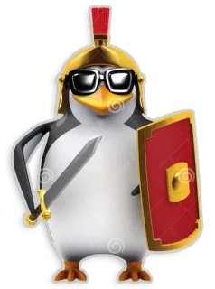 🗡 penguin, roman, gladiator, armor, sword, shield telegram sticker