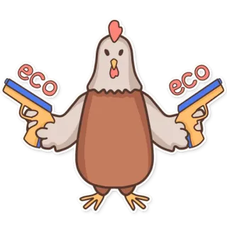 🔫 eco eco ayam, pistol, senjata, kartun, binatang, gangster, eko telegram sticker
