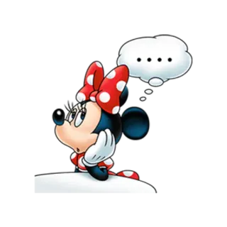 😮 Minnie Mouse ... Minnie, pensare, cartoni animati, Disney, personaggio, pois telegram sticker
