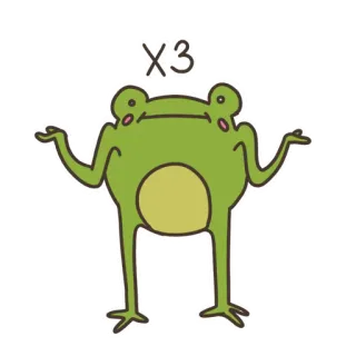 🤷‍♂️ X3 лягушка, пожимает плечами, милый, мультфильм, животное, мем telegram sticker