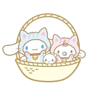 🌟 Cinnamoroll, Sanrio, Katzen, süß, Tiere, Korb, Cartoon telegram sticker