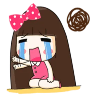 😭 pleurer, triste, dessin animé, fille, larmes, émotionnel, kawaii telegram sticker