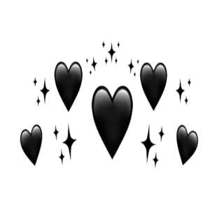 🖤 schwarze Herzen, Herz Aufkleber, schwarz, Herzen, Liebe, Emotionen, Sterne whatsapp sticker