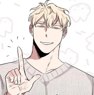 🔪 애니메이션, 잘생긴, 남자, 가리키는, 스웨터 telegram sticker