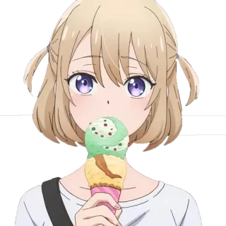🕊 Anime, Ragazza, Gelato, Carino, Cartone animato, Personaggio, Capelli biondi, Kawaii whatsapp sticker