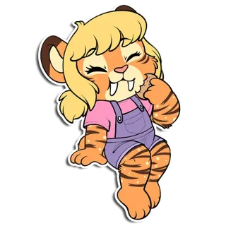 🍪 สติกเกอร์, การ์ตูน, สัตว์, เสือ, มีขน, น่ารัก telegram sticker