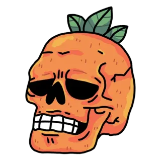 💀 skull, orange, halloween, fruit, death, creepy, sticker telegram sticker
