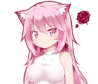 😤 Anime, Fille chat, Cheveux roses, Mignon, Autocollant telegram sticker