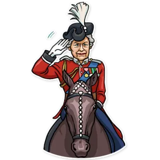 👌 Queen Elizabeth II reina elizabeth, familia real, monarca, caballo, uniforme telegram sticker