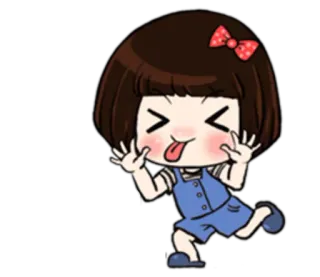 😆 Cartoon, Mädchen, Süß, Zunge, Lustig, Fröhlich, Verspielt telegram sticker