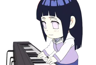 🎹 Hinata Hyuga Naruto 애니, 만화, 피아노, 귀여운, 치비 telegram sticker