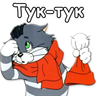 🔨 Тук-тук cat, scarf, cartoon whatsapp sticker