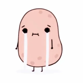 💭 verdrietig, huilen, aardappel, cartoon, emotioneel, kawaii whatsapp sticker