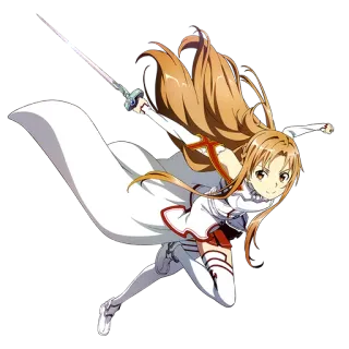 🤠 Asuna Sword Art Online 애니메이션, 검, 싸움, 캐릭터, 소녀 telegram sticker