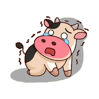 😨 krowa, smutny, płaczący, zwierzę, kreskówka telegram sticker