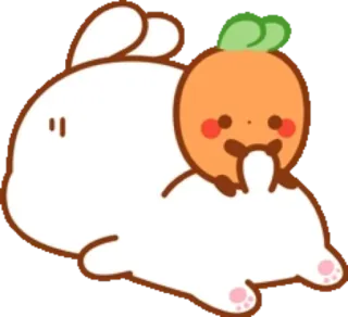 🐰 rabbit, carrot, cute, animal, kawaii, cartoon telegram sticker