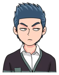 😒 Cartone animato, Anime, Ritratto, Serio, Personaggio whatsapp sticker