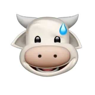 🐄 Vaca, Emoji, Nervoso, Suor, Animal telegram sticker
