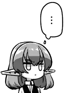 😐 anime girl, manga, cartoon, elf, thinking, thought bubble telegram sticker