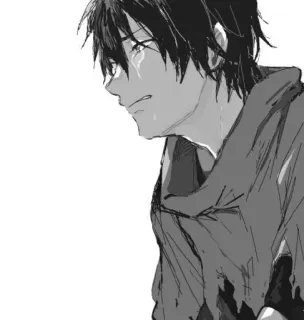⬛ 动漫, 哭, 悲伤, 情感, 漫画, 泪 telegram sticker