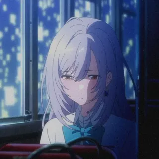 😞 anime, sad, girl, illustration, art, lonely telegram sticker